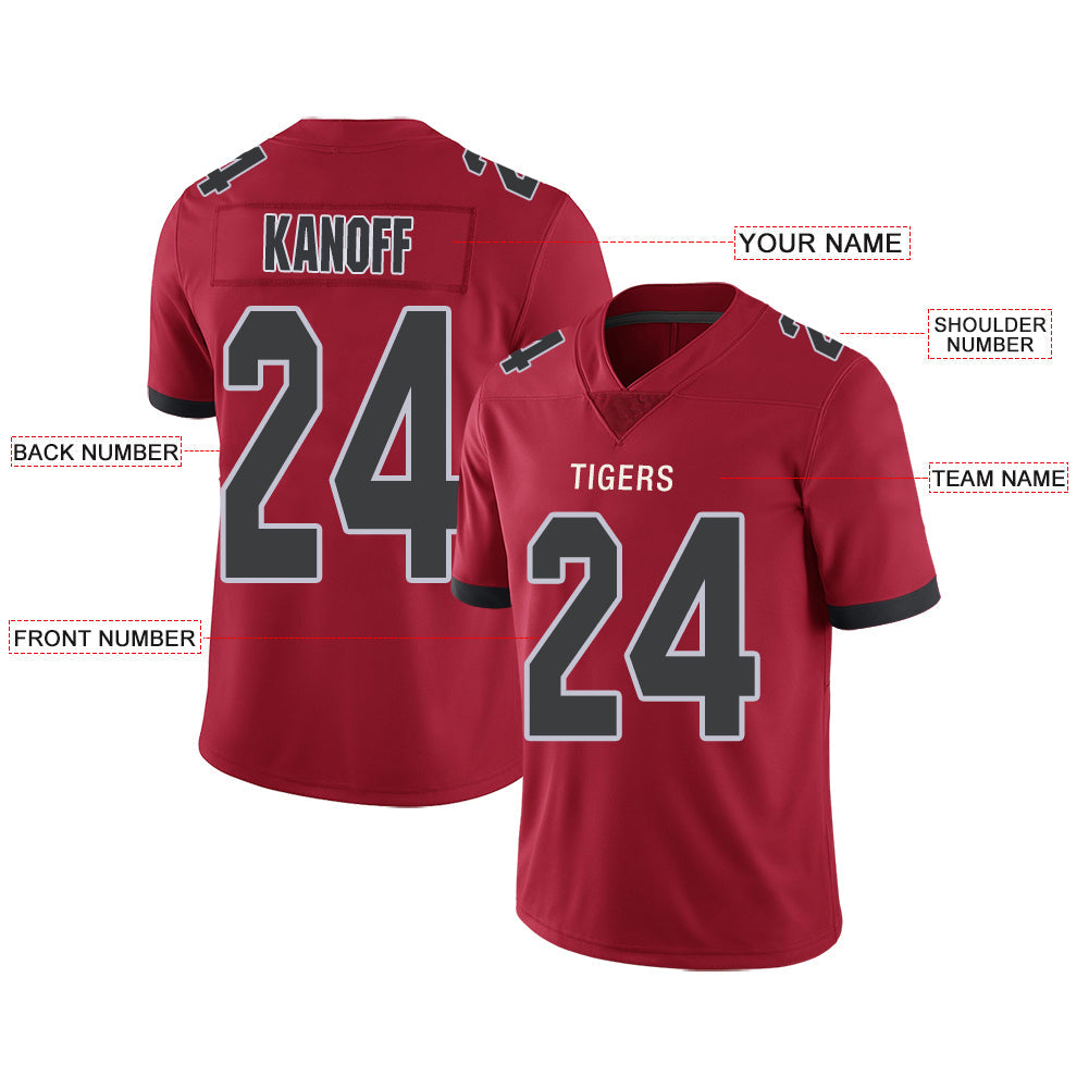 Custom A.Falcon Men's American Color Rush Red Stitched Football Jersey