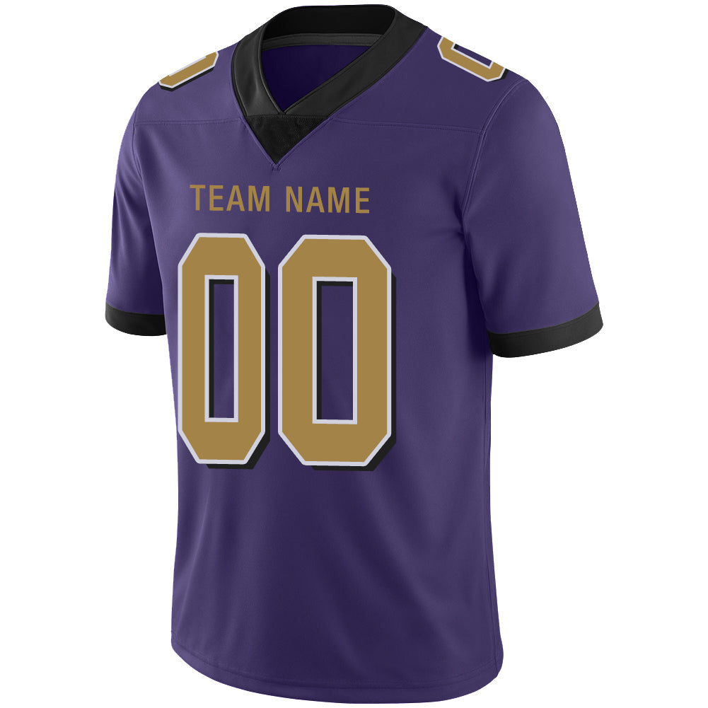 Custom B.Raven Men's American Purple Color Rush Vapor Limited Stitched Football Jersey