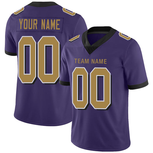 Custom B.Raven Men's American Purple Color Rush Vapor Limited Stitched Football Jersey