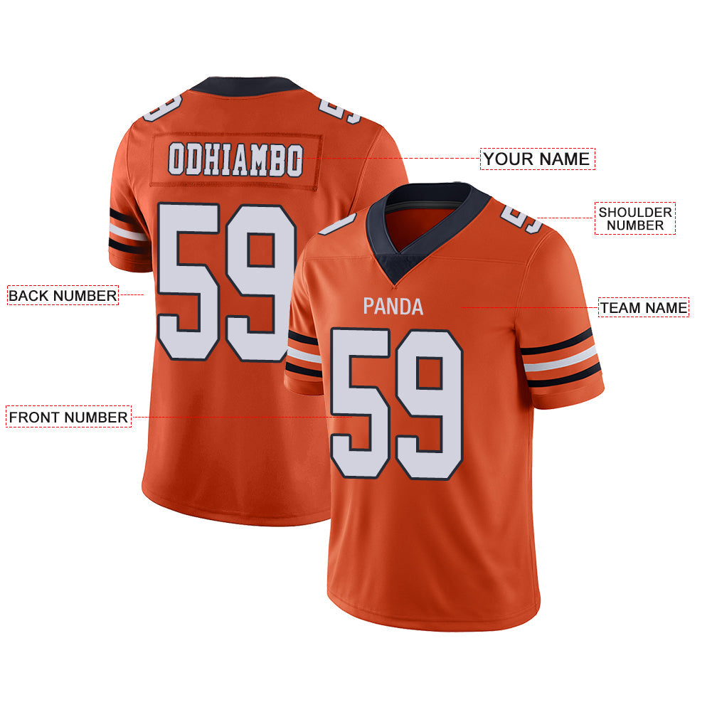 Custom C.Bear Stitched American Football Jerseys Personalize Birthday Gifts Orange Jersey