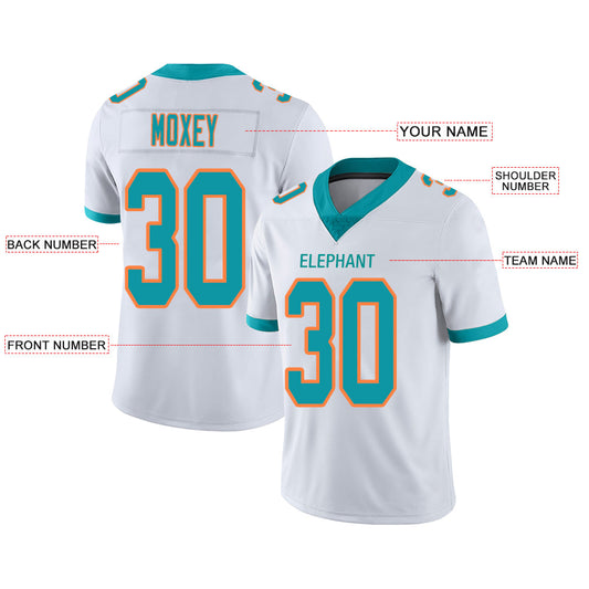 Custom M.Dolphins Stitched American Football Jerseys Personalize Birthday Gifts White Jersey