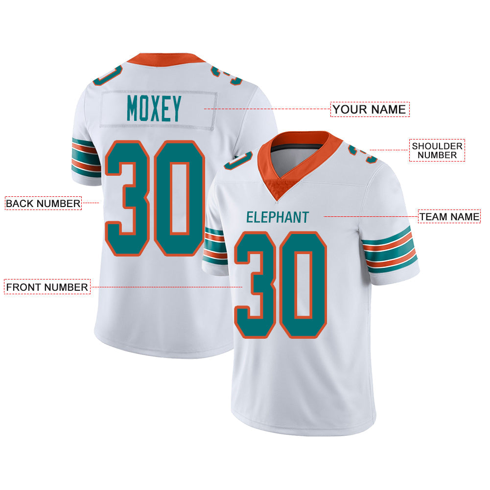 Custom M.Dolphins Stitched American Football Jerseys Personalize Birthday Gifts White Jersey