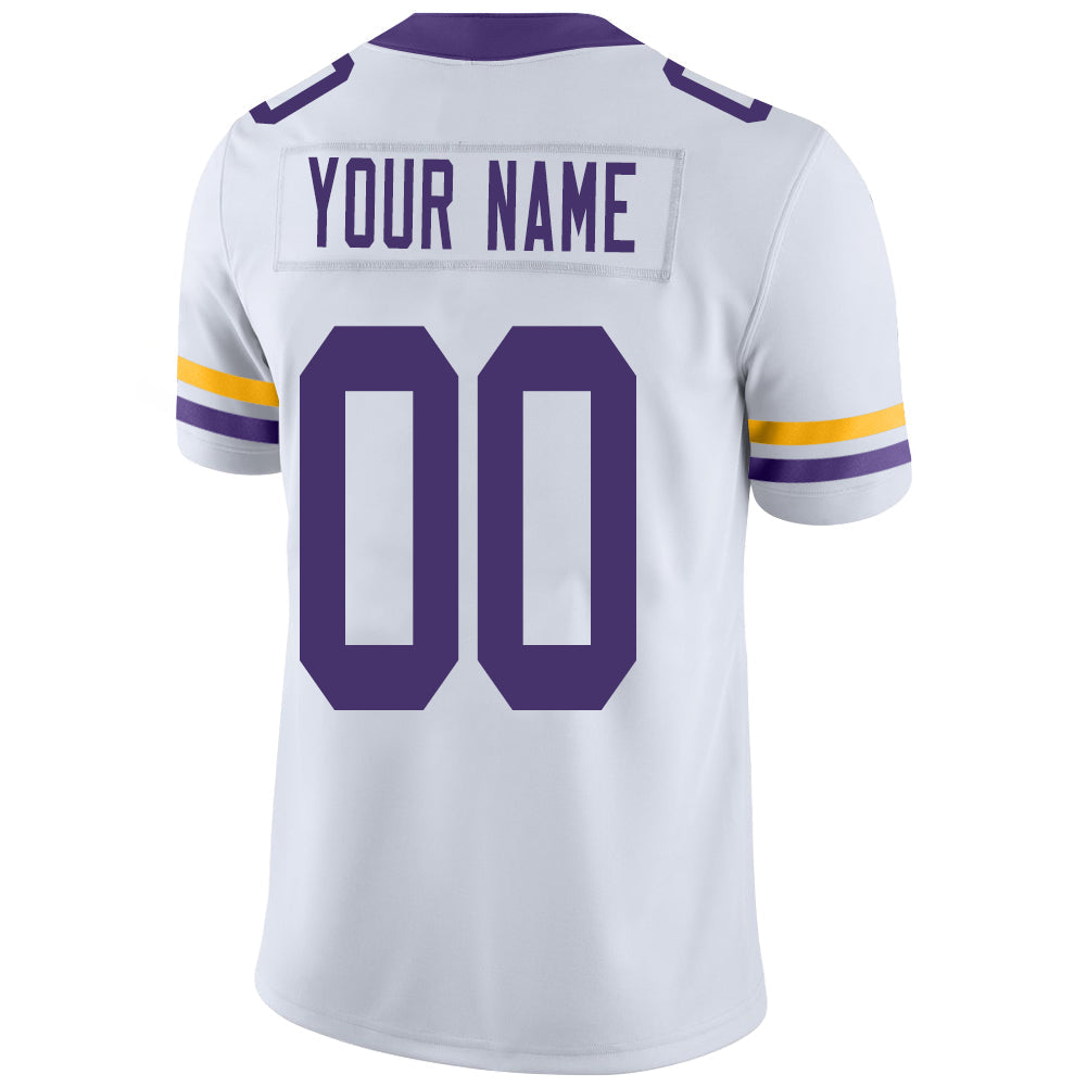 Custom MN.Vikings Stitched American Football Jerseys Personalize Birthday Gifts White Jersey