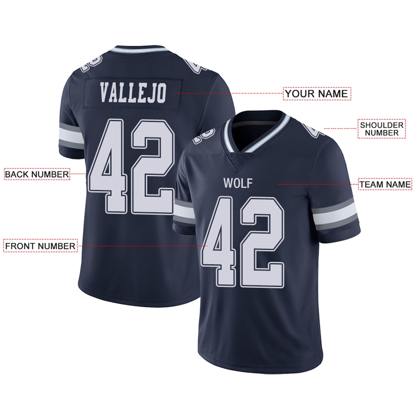 Custom D.Cowboys Football Jerseys Team Player or Personalized Design Your Own Name for Men's Women's Youth Jerseys Navy