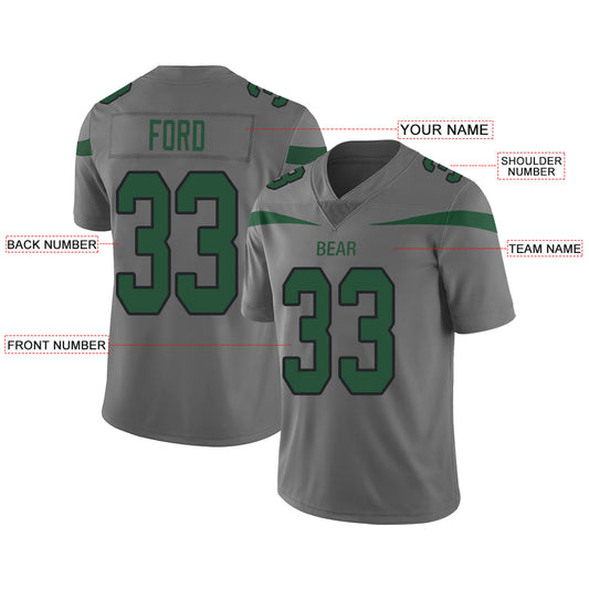 Custom NY.Jets Stitched American Football Jerseys Personalize Birthday Gifts Grey Jersey