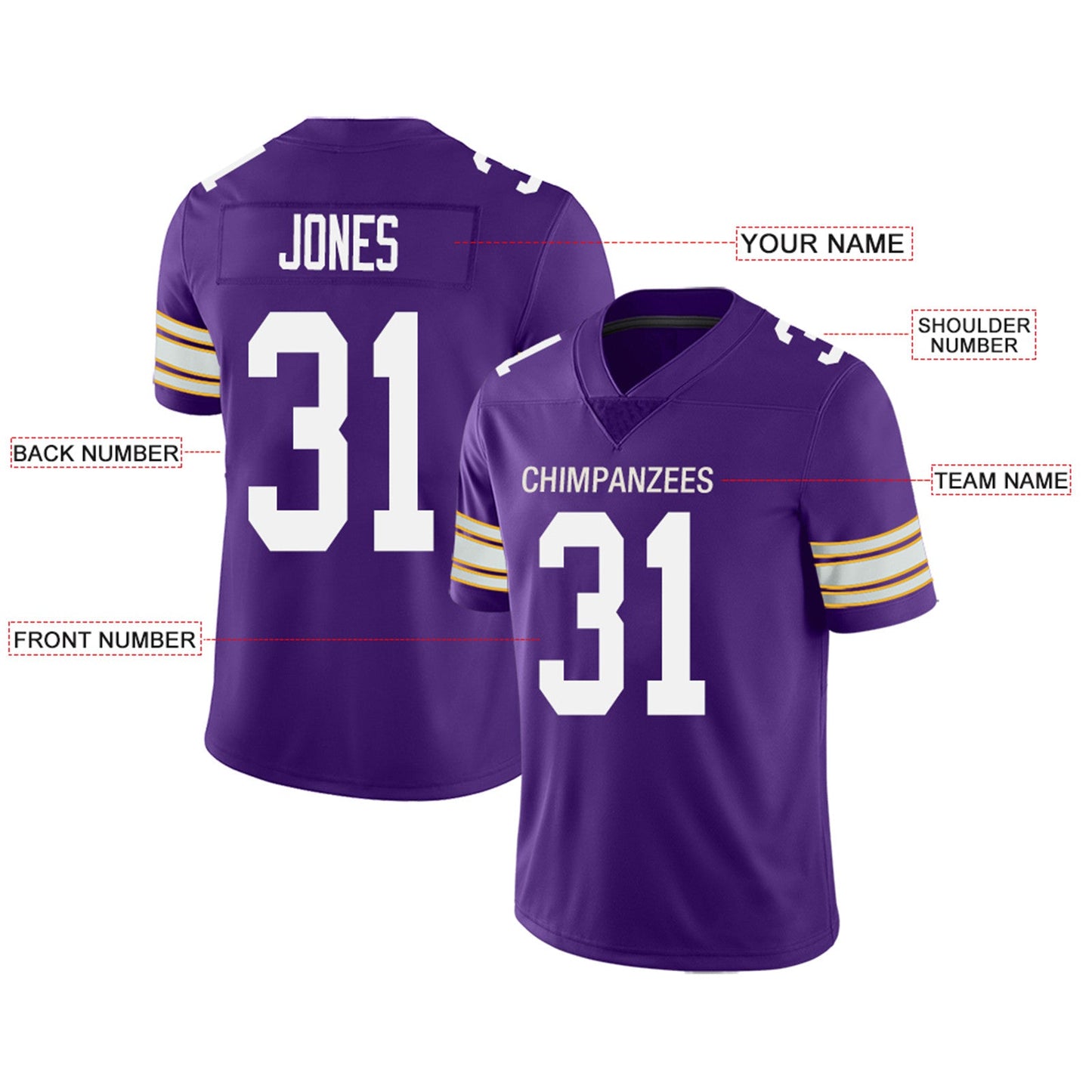 Custom MN.Vikings Football Jerseys Team Player or Personalized Design Your Own Name for Men's Women's Youth Jerseys Purple